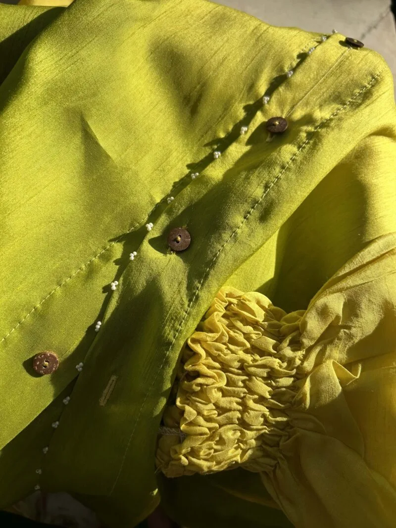 Lime Yellow Green Casual Festive Shirt - Image 3